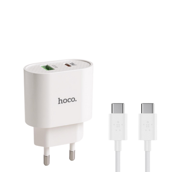 Зарядное устройство с кабелем Type-C Hoco C80A 1USB+1Type-C (20 Вт) 100663 фото