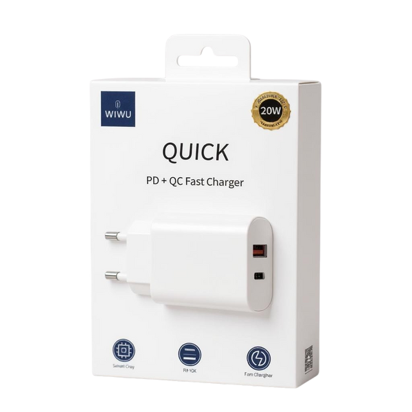Зарядное устройство с кабелем Type-C WiWU Wi-U002 PD+QC3.0 USB+Type-C (20 Вт) 100666 фото