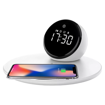 Цифровий будильник з бездротовою зарядкою та Bluetooth-колонкою WIWU Wi-W017 100868 фото