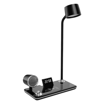 Настільна лампа 4 в 1 бездротова зарядка, будильник, Bluetooth-колонка MD-1772 100870 фото