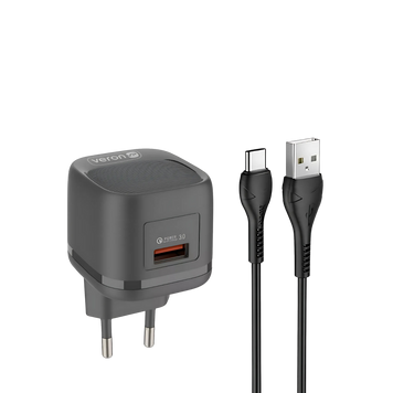 Зарядное устройство с кабелем Type-C Veron VR-C18Q 2.4A 1USB (18 Вт) 100674 фото