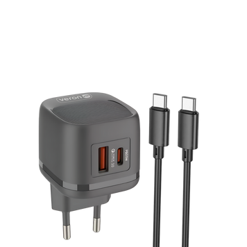 Зарядное устройство с кабелем Type-C Veron TC20 1USB+1Type-C (20 Вт) 100677 фото