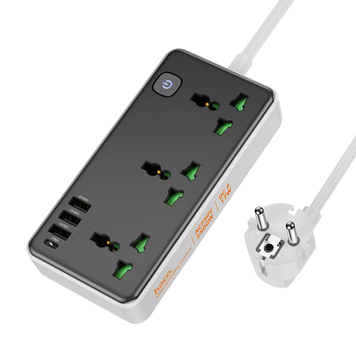 Удлинитель сетевой фильтр питания Hoco AC7 3USB+1Type-C+3розетки 100684 фото