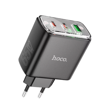 Зарядний пристрій Hoco CS44A 2Type-C+1USB QC3.0 (65 Вт) Black  100590 фото
