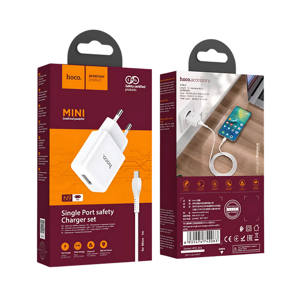 Зарядний пристрій з кабелем Micro USB Hoco N9 1USB 100639 фото