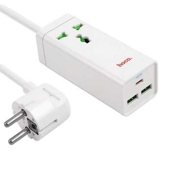 Удлинитель сетевой фильтр питания Hoco AC9A 2USB+1Type-C+1розетка 100685 фото