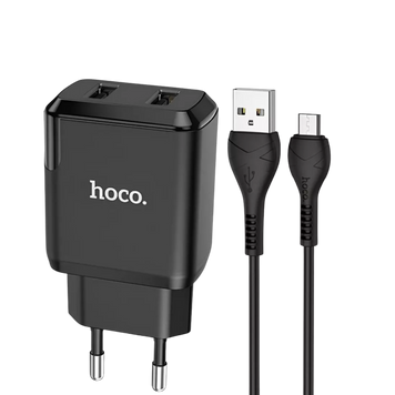 Зарядний пристрій з кабелем Micro USB Hoco N7 2USB 2.1 A Black 100641 фото