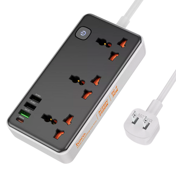 Подовжувач мережевий фільтр живлення Hoco AC8A 3USB+1Type-C+3розетки (1,5м кабель) 100688 фото