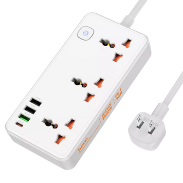 Удлинитель сетевой фильтр питания Hoco AC8A 3USB+1Type-C+3розетки White 100689 фото