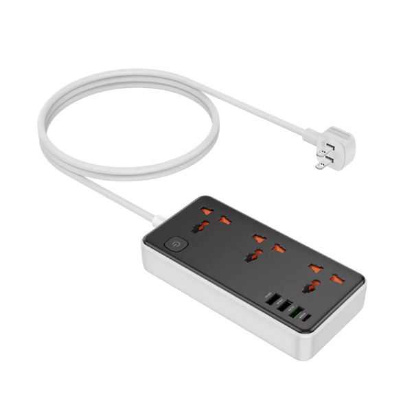 Подовжувач мережевий фільтр живлення Hoco AC8A 3USB+1Type-C+3розетки White 100689 фото