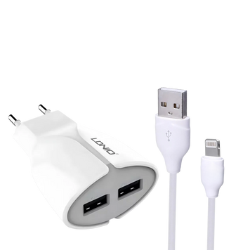 Зарядний пристрій з кабелем Lightning Ldnio A2271 2USB 2.1 A 100600 фото