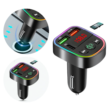 FM-модулятор Bluetooth-аудіоприймач HM21 BT5.0/TF Card/2USB/Type-C 101127 фото