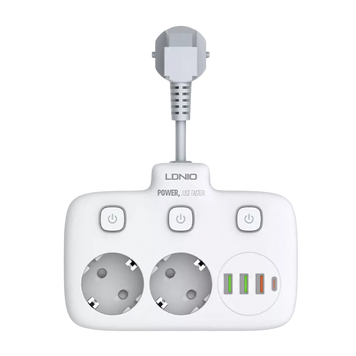 Удлинитель сетевой фильтр питания Ldnio SE2435 3USB+1Type-C+2розетки 100699 фото