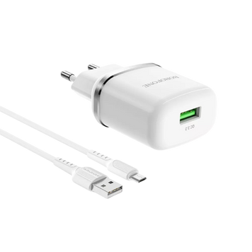 Зарядний пристрій з кабелем Micro USB Borofone BA36A 1USB White 100652 фото