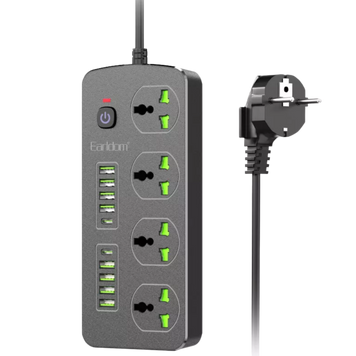 Подовжувач мережевий фільтр живлення Earldom ES-SC11 8USB+2Type-C+4розетки 100706 фото