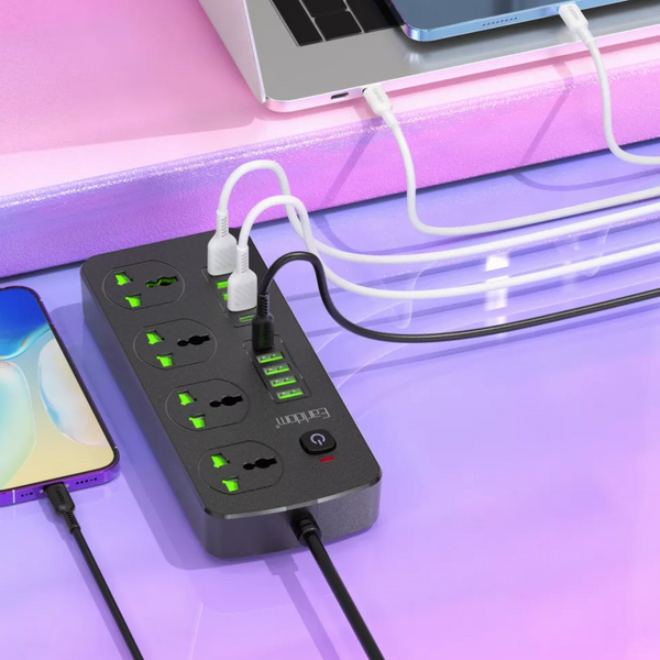 Удлинитель сетевой фильтр питания Earldom ES-SC11 8USB+2Type-C+4розетки 100706 фото