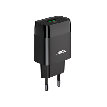 Зарядний пристрій Hoco C72Q 3A 1USB (18 Вт) Black 100563 фото