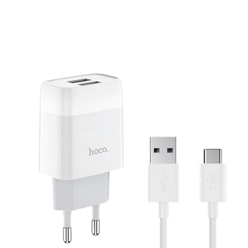 Зарядное устройство c кабелем Type-C Hoco C73A 2USB (2,4 А) 100661 фото